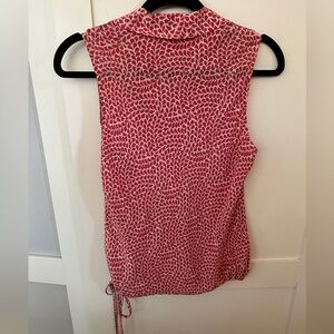 Ann Taylor silk pink/white blouse, size 6. Good condition.